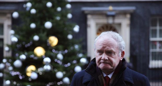 Deputy first minister of Northern Ireland Martin McGuinness speaks to reporters outside 10 Downing Street. Secretary of State for NI Theresa Villiers has warned that the NI government will not be able to function unless a budget is decided.  Photograph: Dan Kitwood/Getty Images