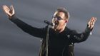 Bono: “oops” – how Bono began his apology for the Apple stunt in which U2’s ‘Songs of Innocence’ album was automatically downloaded to iTunes accounts.   Photograph: Danny Lawson/PA Wire 