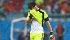 Iker Casillas of Spain  after his mistake led to the fourth Netherlands  goal  at Arena Fonte Nova  in Salvador, Brazil. Photograph: David Ramos/Getty Images
