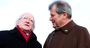  President Michael D Higgins with JP McManus at Leopardstown. Photograph: Donall Farmer / Inpho