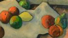 Detail from ‘Still Life – Fruit and Wine’ by Peter Collis at Cork art auction   