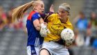 Mary Rose Kelly (right) in action against New York’s Alisha Jordan in the All-Ireland Ladies Football Junior Championship Final at Croke Park. Photograph: Sportsfile
