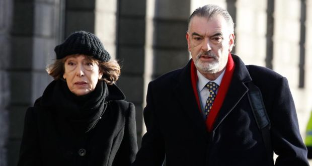 Jules Thomas and Ian Bailey arriving at the Four Courts  for his High Court action for damages. Photograph: Courts Collins