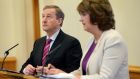 Taoiseach Enda Kenny and  Tánaiste Joan Burton  at a press conference on the outcome of their  Cabinet meeting  on jobs this week.  Photograph: Dara Mac Dónaill/The Irish Times