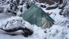 It wasn't all sunshine: Olive McGloin's tent in the snow. Photograph: (c) Olive McGloin
