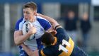 David Smith of King’s Hospital tackles Jonny Guy of St Andrew’s College during their  Leinster Schools Senior Cup first round match at Donnybrook. Photograph: Cathal Noonan/Inpho