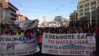 Protesters gather in central Dublin for water charges protest. Photograph: Ciarán D’Arcy