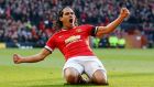 Radamel Falcao celebrates putting Manchester United two goals up in their 3-1 win over Leicester City at Old Trafford. (Photograph: Reuters/Darren Staples)