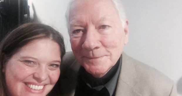 Róisín Ingle with Gay Byrne in The Irish Times studio