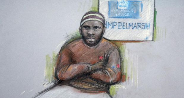 File court artist sketch   of Brusthom Ziamani, appearing via video link at the Old Bailey in London. The court heard how the teenager  idolised the killers of fusilier Lee Rigby and was arrested while allegedly on his way to behead a British soldier. Picture: Elizabeth Cook/PA Wire