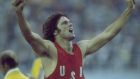  Bruce Jenner after the 1,500 metres which sealed his win at the 1976 Olympic decathlon in Montreal. Photograph: Allsport UK/Allsport