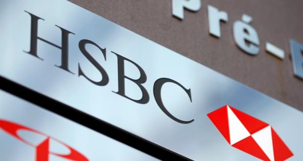 The logo of HSBC bank. The Daily Telegraph’s departing political commentator, Peter Oborne complained this week that it had failed to cover tax evasion allegations against the bank for fear it would lose the institution’s advertising. Photograph: Pierre Albouy/Reuters