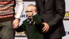 Young Celtic fan Jay Beatty has won the Scottish Professional Football League goal of the month award.  Photograph: Anadolu Agency/Getty Images