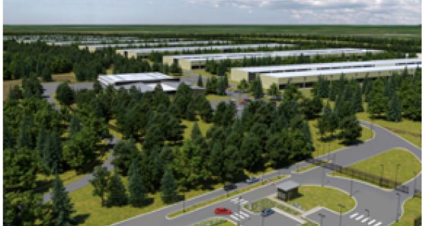 An architect’s drawing of the proposed €850 million Apple data centre Athenry, Co Galway.