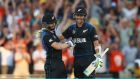  Kane Williamson and Trent Boult of New Zealand celebrate victory in  the  Cricket World Cup match against  Australia  at Eden Park  in Auckland. Photograph: Mark Kolbe/Getty Images