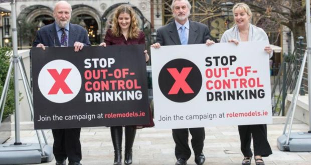 Launching the Stop Out-of-Control Drinking campaign last month are Fergus Finlay,  Joanna Fortune clinical psychotherapist, Kieran Mulvey of the Labour Relations Commission and Áine Lynch of the National Parents Council: on leaving Dr Ciara Kelly said she remains a strong supporter of the campaign. Photograph: Brenda Fitzsimons/The Irish Times 
