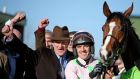 Willie Mullins and Ruby Walsh celebrate winning the Champion Hurdle with Faugheen on day one of the Cheltenham Festival. Photograph: Dan Sheridan/Inpho