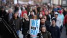 The march drew anti-water charges protestors from around the city and county and passed off peacefully through the city centre. Photograph: Eric Luke/The Irish Times.