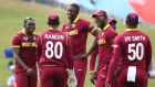 West Indies captain Jason Holder took four wickets in his side’s World Cup win over the united Arab Emirates. Photograph: Afp