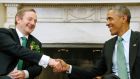 Taoiseach Enda Kenny being welcomed at the Oval Office by US president Barack Obama during his St Patrick’s Day visit to the White House in Washington. Photograph: Jonathan Ernst/Reuters