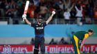 Grant Elliott hit Dale Steyn for six off the penultimate ball of the game to send New Zealand to their maiden World Cup final. Photograph: Afp
