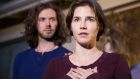 Amanda Knox speaks to the media during a brief press conference in front of her parents’ home in Seattle, Washington on Friday. Photograph: Stephen Brashear/Getty Images