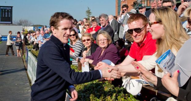 Tony McCoy is congratulated by well wishers after his last race on Irish soil at Tuesday’s meeting at Fairyhouse. Photograph: Morgan Treacy/Inpho