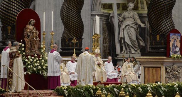 Pope Francis leads a mass for Armenian Catholics marking 100 years since the mass killings of Armenians under the Ottoman Empire. Photograph: AFP