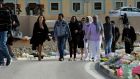  People arrive for a funeral service for migrants on the grounds of the Mater Dei Hospital in the harbour town of Msida in Malta on Thursday. Photograph: EPA 