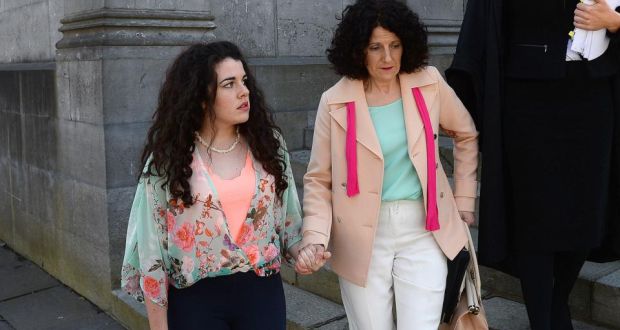 Margaret O’Leary and her daughter Shannon on their  way out of Tralee Court. Photograph:  Domnick Walsh