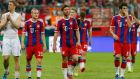 Bayern Munich’s Manuel Neuer, Sebastian Rode, Xabi Alonso and Javi Martinez look dejected at the end of their Champions League semi-final. Photograph: Michaela Rehle/Reuters