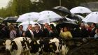 The Chinese premier, Li Keqiang, and his wife, Madam Cheng, with Taoiseach Enda Kenny on Garvey’s farm Gortbrack, Co Mayo. Photograph: Cyril Byrne/The Irish Times 