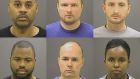 The Baltimore police charged in relation to the death of Freddie Gray are (clockwise from top left): Officer Caesar Goodson, Officer Garrett Miller, Officer Edward Nero, Sgt Alicia White, Lt Brian Rice and Officer William Porter. Photographs: Baltimore Police Department/New York Times
