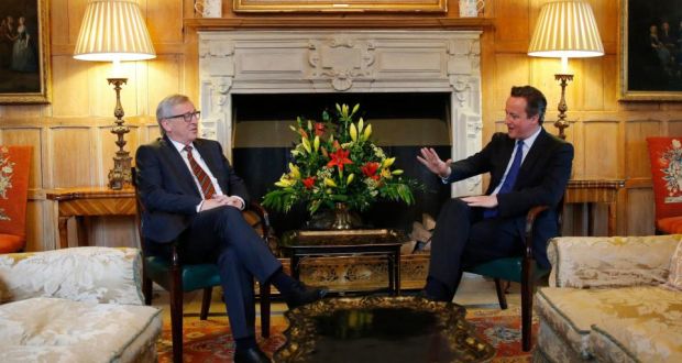 European Commission president Jean-Claude Juncker and British prime minister David Cameron at Chequers in southern England on Monday. Photograph: EPA/Suzanne Plunkett