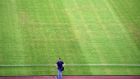A swastika appears on the pitch above an onlooker after the Euro 2016 qualifying  match between Croatia and Italy at the Poljud stadium,  Split, Croatia, on June 12th, 2015. Photograph: Andrej Isakovic/AFP/Getty Images