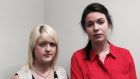 Sarah Ewart (left) who had to travel to England from Northern Ireland to have an abortion in 2013 after being told her unborn baby had no chance of survival, with Grainne Teggart from Amnesty International. Photograph: Lesley-Anne McKeown/PA Wire