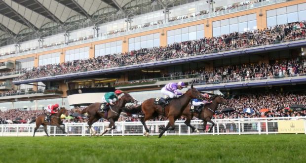 Suits You ridden by Cristian Demuro (purple and white) gets the better of Ryan Moore and Ballydoyle to win the  Chesham Stakes at  Royal Ascot. Photo: Matthew Childs/Action Images via Reuters/Livepic
