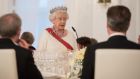 Queen Elizabeth II gives a speech during a State Banquet at the Schloss Bellevue Palace on the second day of a four day State Visit in Berlin, Germany. Photograph: Guido Bergmann/Getty Images.