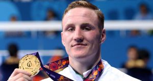 Michael O’Reilly with his gold medal at the European Games in Baku. Photograph: Ryan Byrne/INPHO