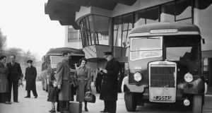 Great Scott: passengers at Busáras shortly after Michael Scott’s pioneering Dublin bus station opened, in 1953. Photograph: Jimmy McCormack