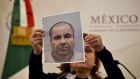 Mexico’s Attorney General Arely Gomez shows a picture of Mexican drug kingpin Joaquin “El Chapo” Guzman during a press conference in Mexico City. Photograph: Yuri Cortez/AFP/Getty Images 