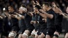 New Zealand’s All Blacks players perform the haka before their Rugby Championship match against Argentina at AMI Stadium in Christchurch. Photograph: Anthony Phelps/Reuters