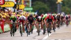  Andre Greipel of Germany and Lotto-Soudal crosses the finish line ahead of John Degenkolb,  Alexander Kristoff  and Peter Sagan  to win stage 15 of the Tour de France yesterday. Photograph: Bryn Lennon/Getty Images