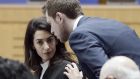 High profile: the barrister Amal Clooney, who is representing the hooded men, at the European Court of Human Rights. Photograph: Frederick Florin/AFP/Getty