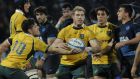 David Pocock (centre) impressed on his first start for Australia in more than two years in Saturday’s Rugby Championship match    in Mendoza. Photograph: Andres Larrovere/AFP/Getty Images