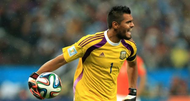 Manchester United have completed the signing of Argentinian goalkeeper Sergio Romero after he was released by Sampdoria. The signing comes amid the rumours that David de Gea is set to sign for Real Madrid. Photo: Mike Egerton/PA Wire.