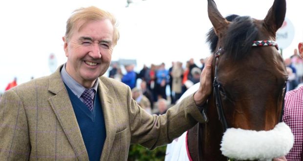 Trainer Dermot Weld and True Solitaire during day one of the Galway Festival at Galway Racecourse. Photograph: Pat Healy/PA Wire