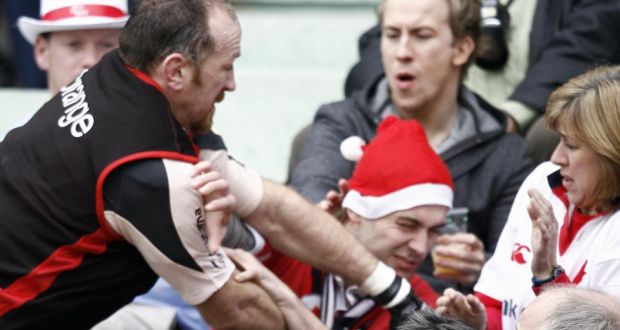 Toulouse’s Irish player Trevor Brennan punches an Ulster fan ahead of a Heineken Cup match in 2007 Photograph: Pascal Pavani/AFP/Getty Images)