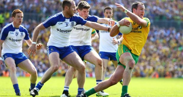 Michael Murphy: wasn’t moveing with his usual freedom for Donegal in the Ulster final against Monaghan. Photograph: Cathal Noonan/Inpho