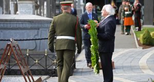 President Michael D Higgins lays a wreath at the graveside of O’Donovan Rossa. Photograph: Eric Luke/The Irish Times